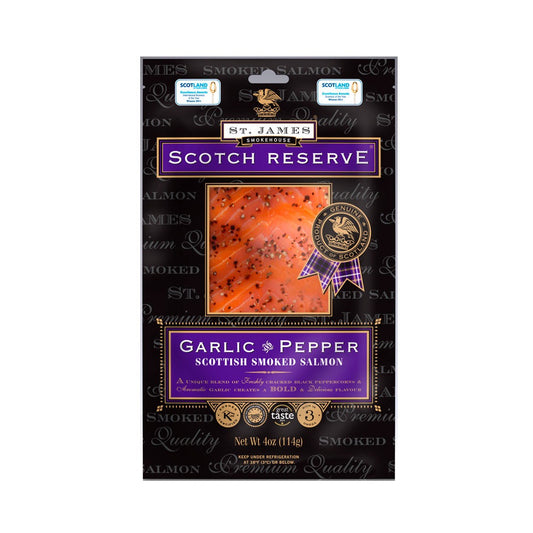 St. James Scotch Reserve Smoked Salmon – Infused with Garlic & Pepper